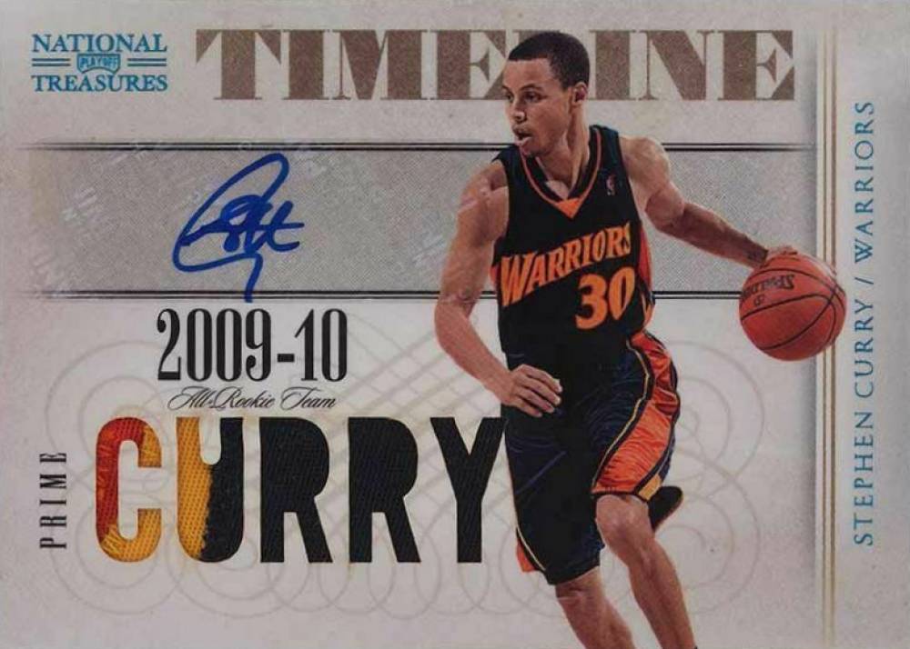 2009  Playoff National Treasures Timeline Materials Custom Names Stephen Curry #5 Basketball Card