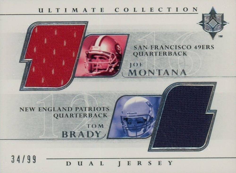 2004 Ultimate Collection Dual Game Jersey Joe Montana/Tom Brady #MB Football Card