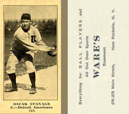 1916 Wares Oscar Stanage #168A (Catching) Baseball Card