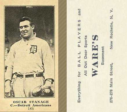 1916 Wares Oscar Stanage #168B (Portrait) Baseball Card