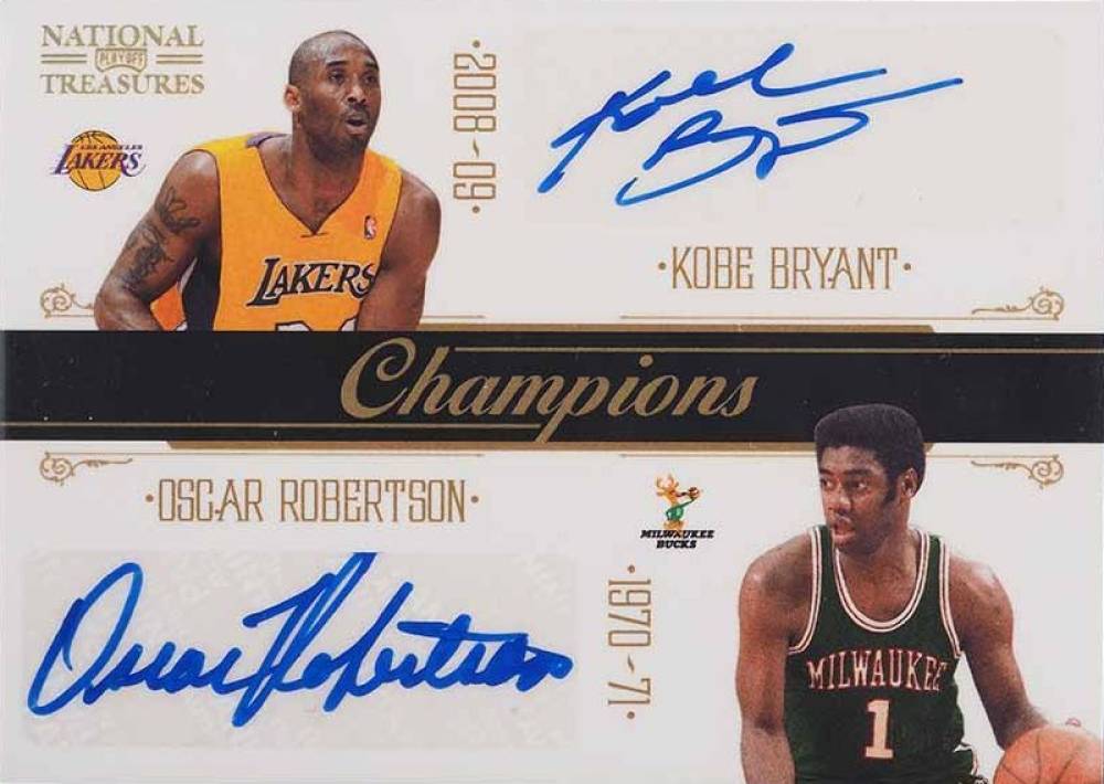 2010 Playoff National Treasures Champions Signatures Quads Kobe Bryant/Oscar Robertson/Magic Johnson/Rajon Rondo #8 Basketball Card