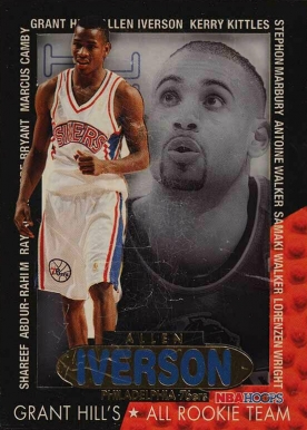 1996 Hoops Grant Hill's All-Rookie Team Allen Iverson #6 Basketball Card