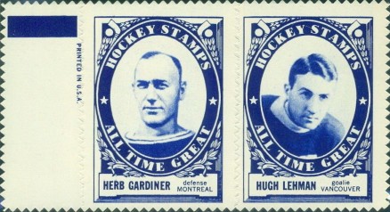 1961 Topps Stamp Panels Gardiner/Lehman # Hockey Card