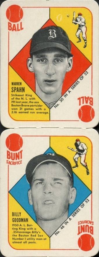 1951 Topps Red Backs Spahn/Goodman #30/46 Baseball Card