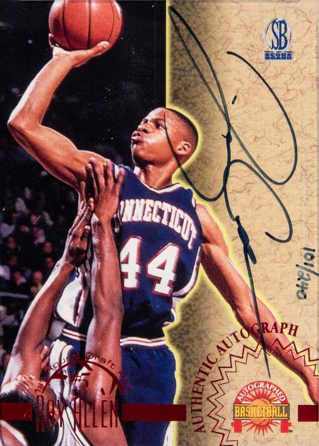 1996 Score Board Autographed Basketball Ray Allen # Basketball Card