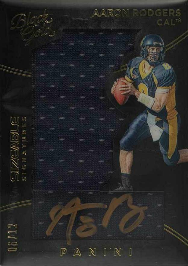 2016 Panini Black Gold Collegiate Sizeable Signatures Jersey Aaron Rodgers #4 Football Card