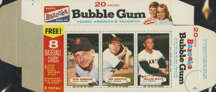 1963 Bazooka Complete Box Donovan/Gentile/Mays #10/11/12 Baseball Card