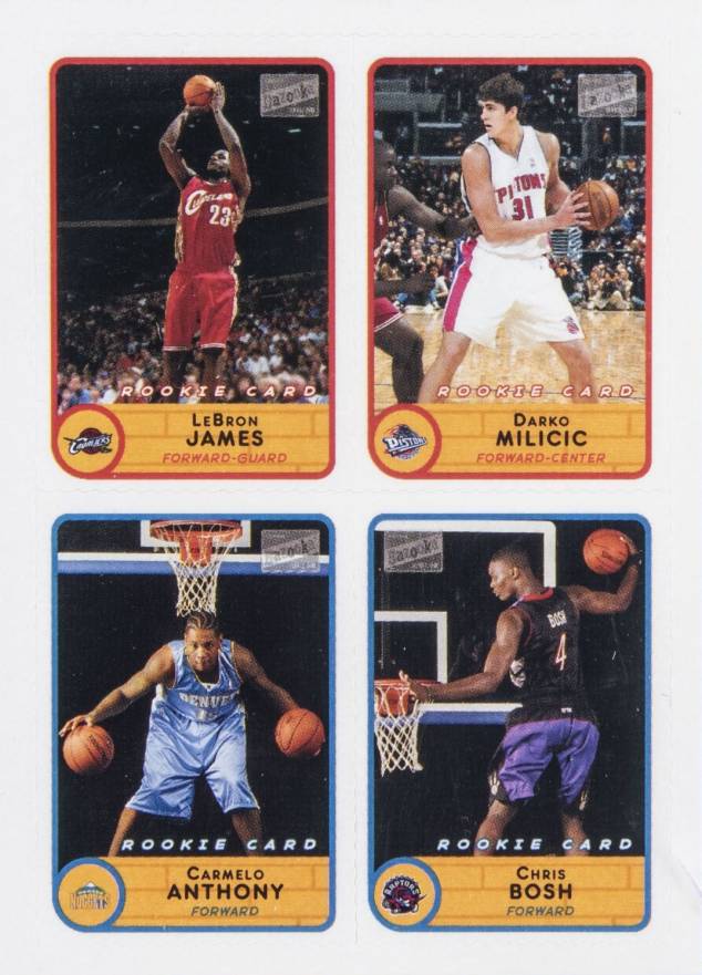 2003 Bazooka Stickers Carmelo Anthony/Chris Bosh/Darko Milicic/LeBron James #50 Basketball Card