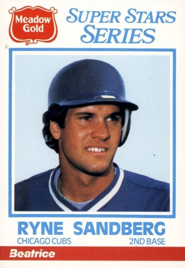 1986 Meadow Gold Blank Back Hand Cut Ryne Sandberg # Baseball Card
