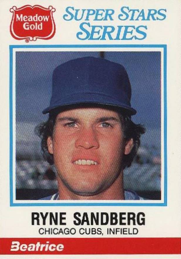 1986 Meadow Gold Statistic Back Perforated Ryne Sandberg #12 Baseball Card