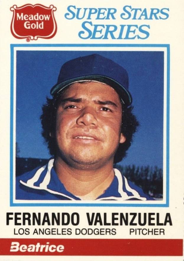 1986 Meadow Gold Statistic Back Perforated Fernando Valenzuela #1 Baseball Card