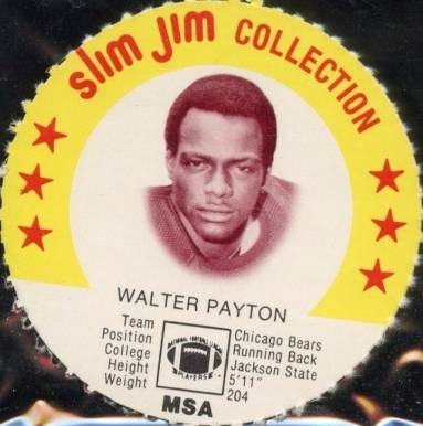1978 Slim Jim Discs Walter Payton #49 Football Card