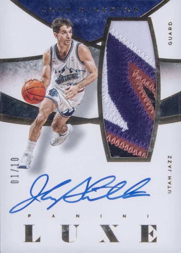 2014 Panini Luxe Memorabilia Autographs John Stockton #M-JS Basketball Card