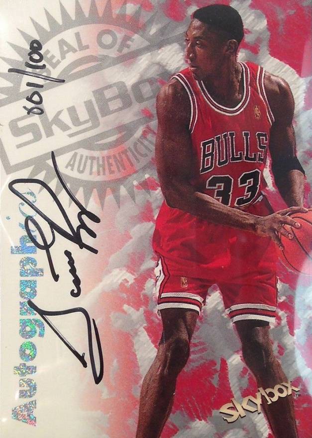 1997 Skybox Premium Autographics Century Marks Scottie Pippen # Basketball Card