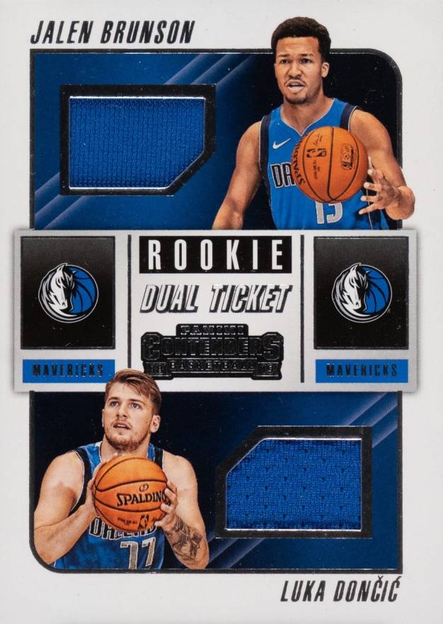 2018 Panini Contenders Rookie Ticket Dual Swatches Jalen Brunson/Luka Doncic #RDLJ Basketball Card