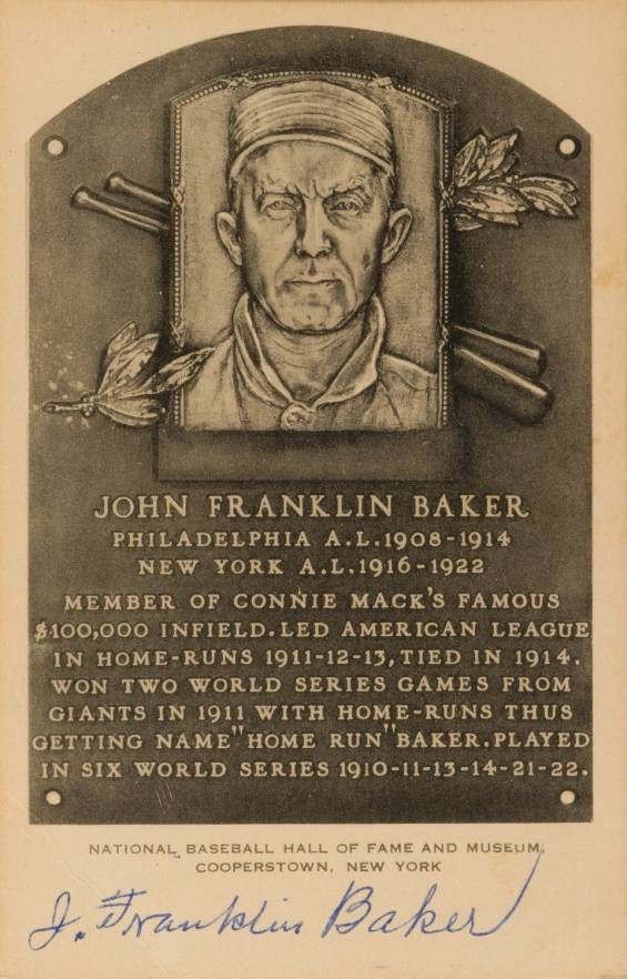 1990 Artvue Hall of Fame Plaque Autographed Frank Baker # Baseball Card