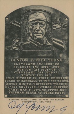 1990 Artvue Hall of Fame Plaque Autographed Cy Young # Baseball Card