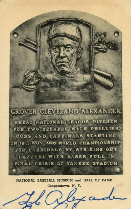 1990 Artvue Hall of Fame Plaque Autographed Grover Alexander # Baseball Card