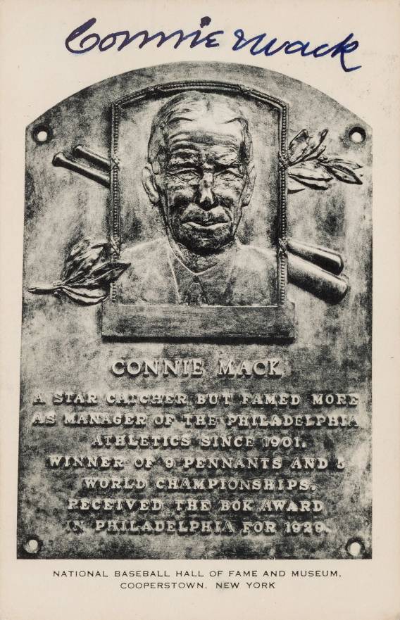 1990 Artvue Hall of Fame Plaque Autographed Connie Mack # Baseball Card