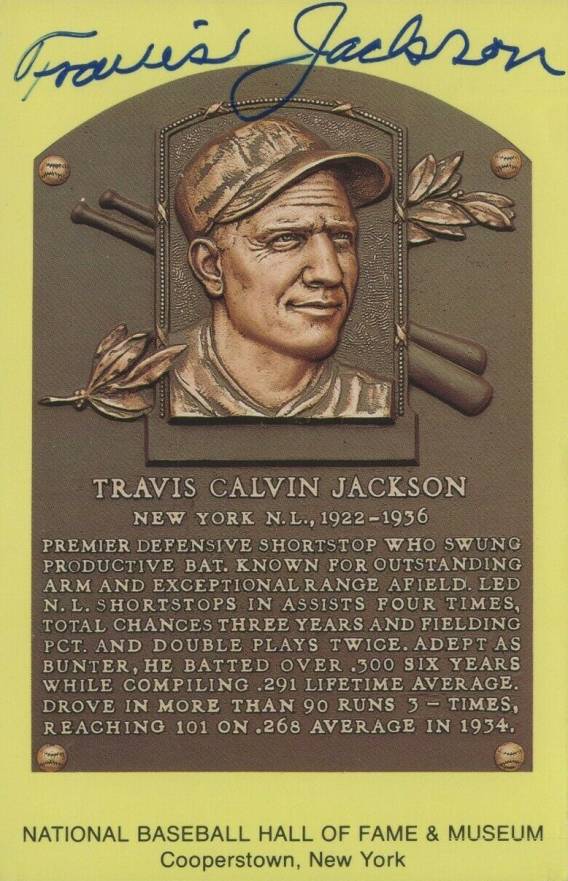 1964 DATE Hall of Fame Yellow Plaque Postcard Travis Jackson # Baseball Card