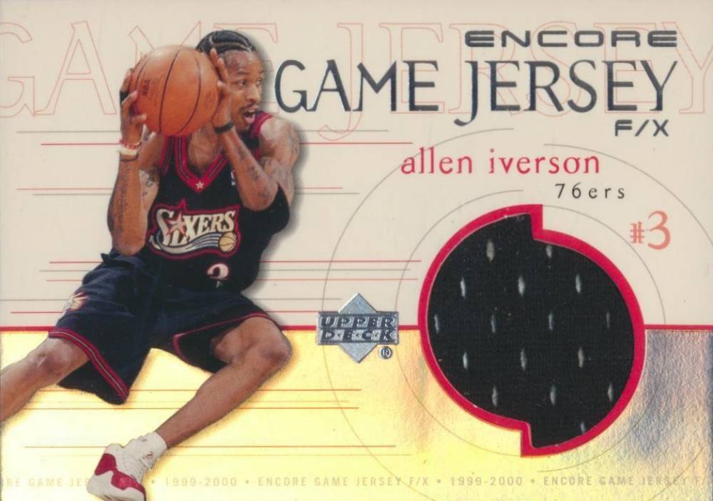 1999 Upper Deck Encore Game Jersey Autograph Allen Iverson #AI-J Basketball Card