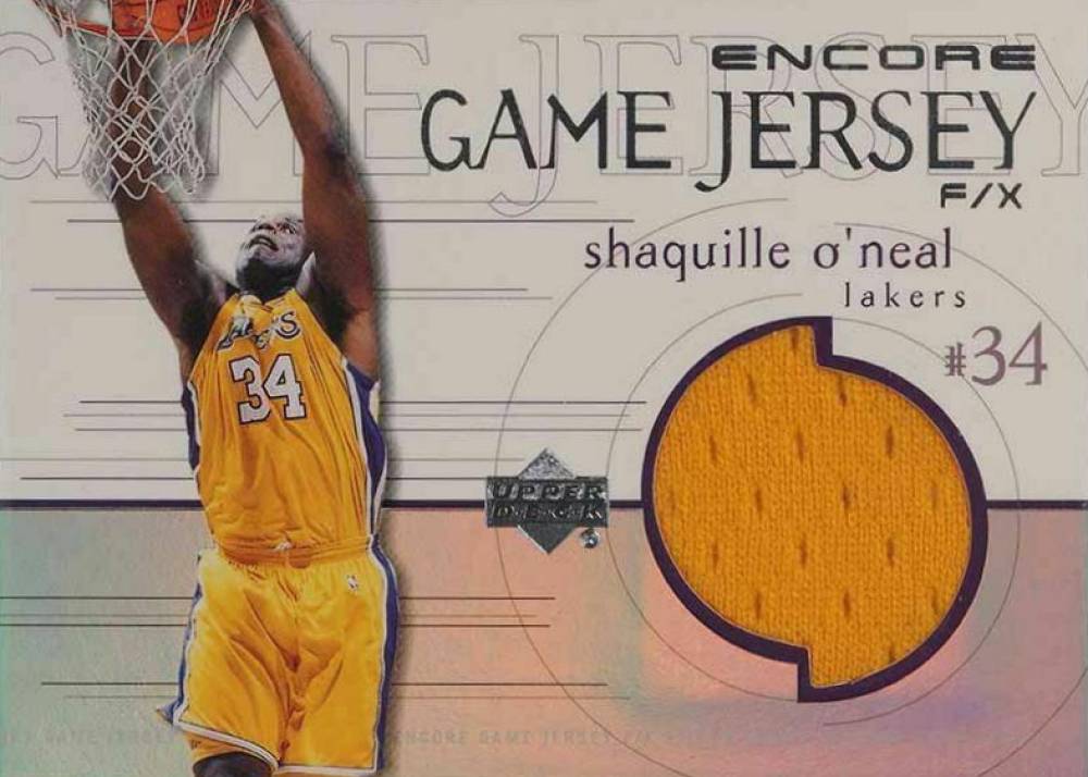 1999 Upper Deck Encore Game Jersey Autograph Shaquille O'Neal #SO-J Basketball Card