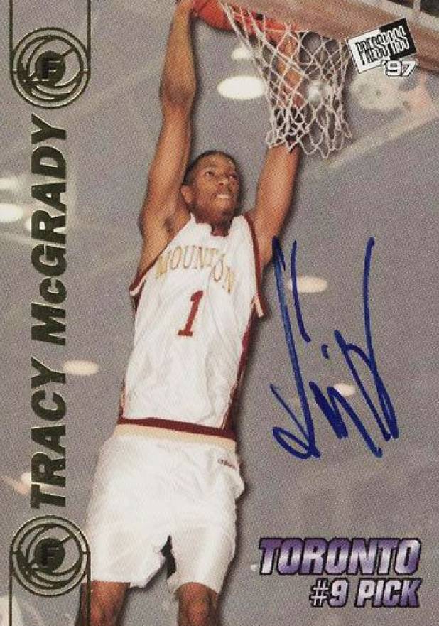1997 Press Pass Double Threat Autographs Tracy McGrady # Basketball Card