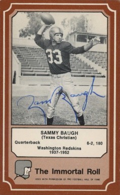 1975 Fleer Hall of Fame Sammy Baugh #50 Football Card