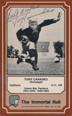 1975 Fleer Hall of Fame Tony Canadeo #76 Football Card