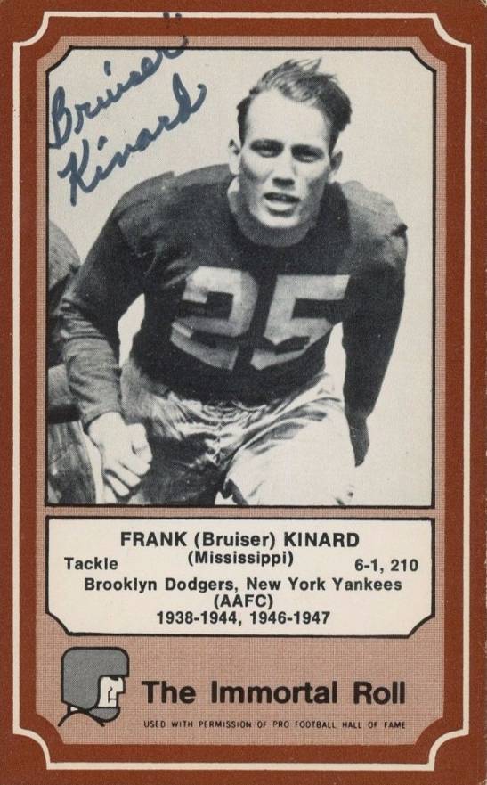 1975 Fleer Hall of Fame Frank Kinard #75 Football Card