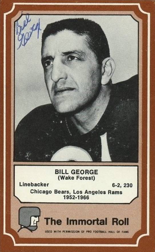 1975 Fleer Hall of Fame Bill George #77 Football Card