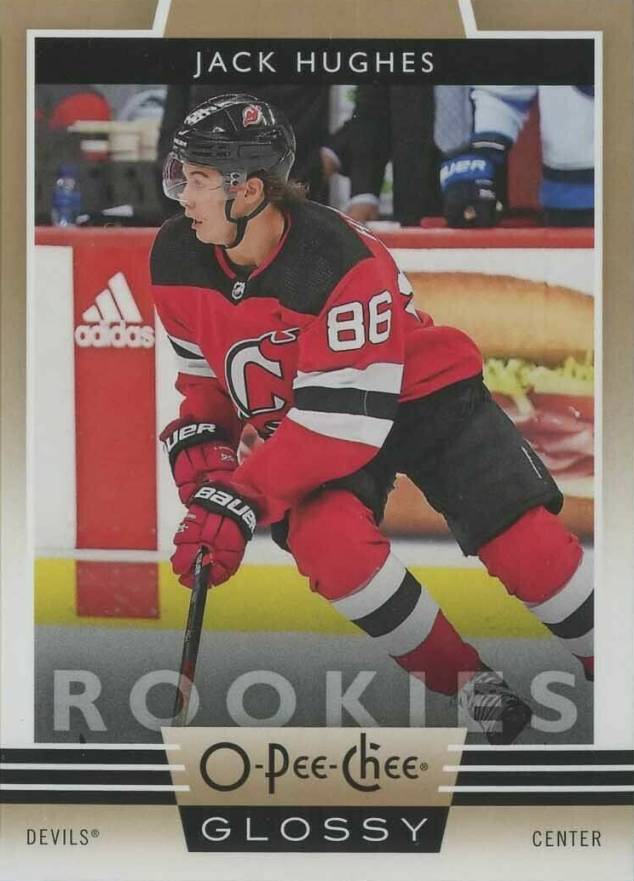 2019 Upper Deck OPC Glossy Rookies Jack Hughes #R-20 Hockey Card