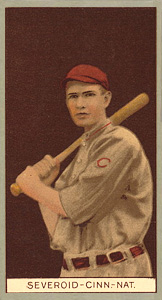 1912 Brown Backgrounds Red Cycle Henry Severoid #165 Baseball Card