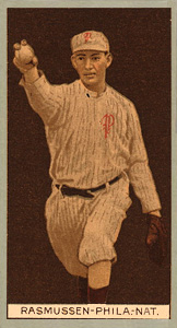 1912 Brown Backgrounds Red Cycle Arthur Rasmussen #154 Baseball Card