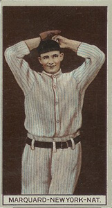 1912 Brown Backgrounds Red Cycle Richard Marquard #113 Baseball Card