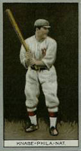 1912 Brown Backgrounds Red Cycle Otto Knabe #91 Baseball Card