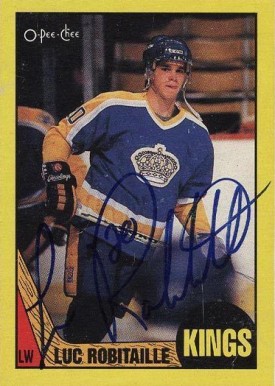 1987 O-Pee-Chee Box Bottoms-Hand Cut Luc Robitaille #D Hockey Card