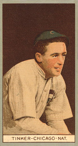 1912 Brown Backgrounds Red Cross Joseph Tinker #183 Baseball Card