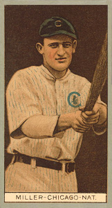 1912 Brown Backgrounds Red Cross Ward Miller #127 Baseball Card