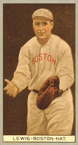 1912 Brown Backgrounds Red Cross LEWIS-BOSTON-NAT. #105 Baseball Card