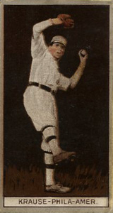 1912 Brown Backgrounds Red Cross Harry Krause #94 Baseball Card
