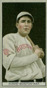 1912 Brown Backgrounds Red Cross Jay Kirke #89 Baseball Card