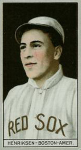 1912 Brown Backgrounds Red Cross Olaf Henriksen #77 Baseball Card