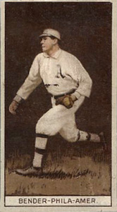 1912 Brown Backgrounds Red Cross Chief (Albert) Bender #11 Baseball Card