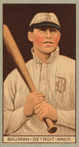 1912 Brown Backgrounds Red Cross Charles Bauman #9 Baseball Card