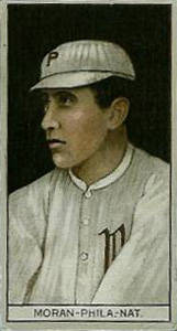 1912 Brown Backgrounds Common back Patrick J. Moran # Baseball Card