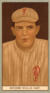 1912 Brown Backgrounds Common back Earl Moore # Baseball Card