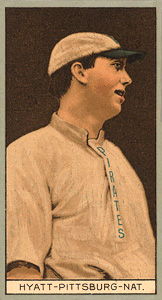 1912 Brown Backgrounds Common back HYATT-PITTSBURG-NAT. # Baseball Card