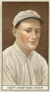 1912 Brown Backgrounds Common back HOFF-NEWYORK-AMER. # Baseball Card
