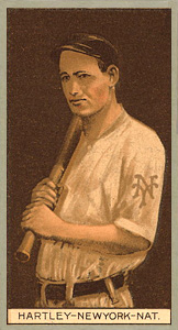 1912 Brown Backgrounds Common back HARTLEY-NEWYORK-NAT. # Baseball Card